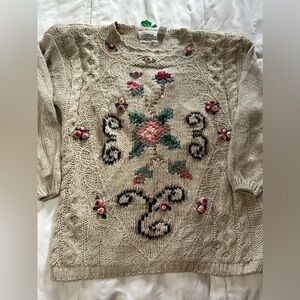 Vintage Shenanigans Sweater Grandma Cottage Core Floral Flowers Size Large NWT